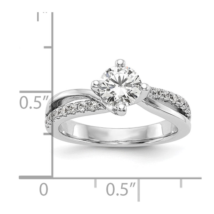 Buy 14K White Gold By-Pass Engagement Ring for 1 Carat Round Center - Luxury Design-6