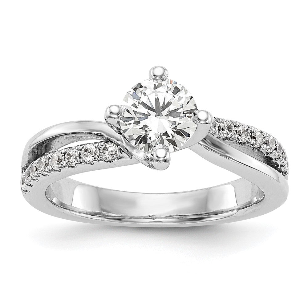 Buy 14K White Gold By-Pass Engagement Ring for 1 Carat Round Center - Luxury Design