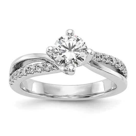 Buy 14K White Gold By-Pass Engagement Ring for 1 Carat Round Center - Luxury Design