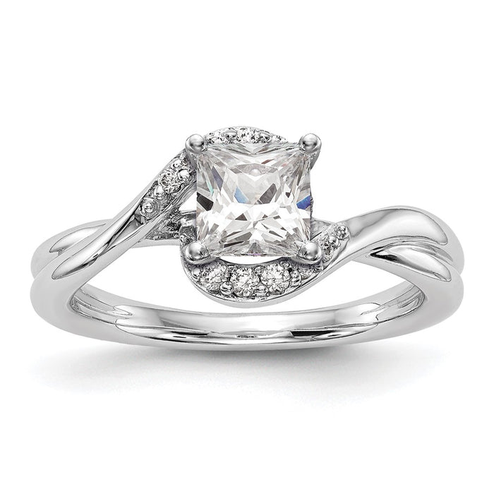 Exclusive 14K White Gold By-Pass Engagement Ring, 1/10 Carat Diamond, Stylish Value-9