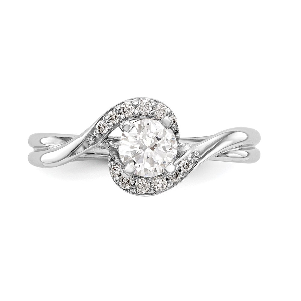 Exclusive 14K White Gold By-Pass Engagement Ring, 1/10 Carat Diamond, Stylish Value