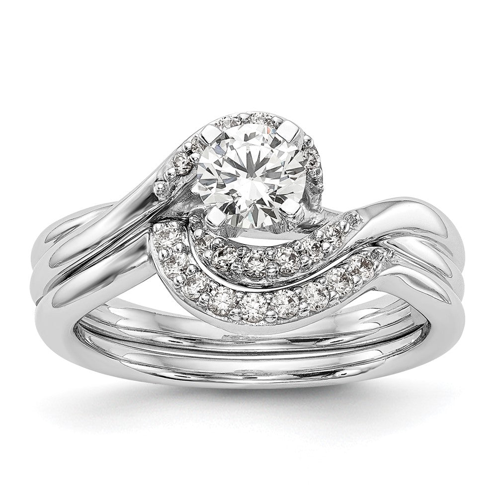 Exclusive 14K White Gold By-Pass Engagement Ring, 1/10 Carat Diamond, Stylish Value