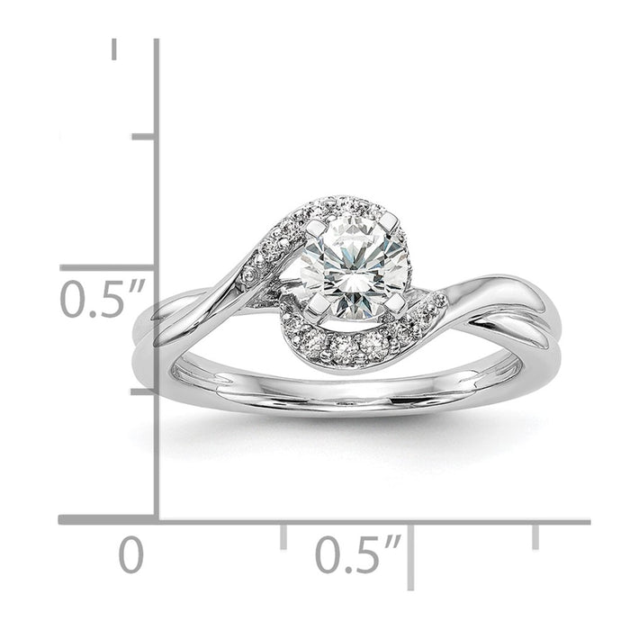 Exclusive 14K White Gold By-Pass Engagement Ring, 1/10 Carat Diamond, Stylish Value-8