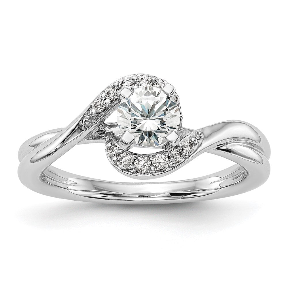 Exclusive 14K White Gold By-Pass Engagement Ring, 1/10 Carat Diamond, Stylish Value