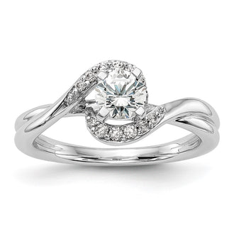 Exclusive 14K White Gold By-Pass Engagement Ring, 1/10 Carat Diamond, Stylish Value