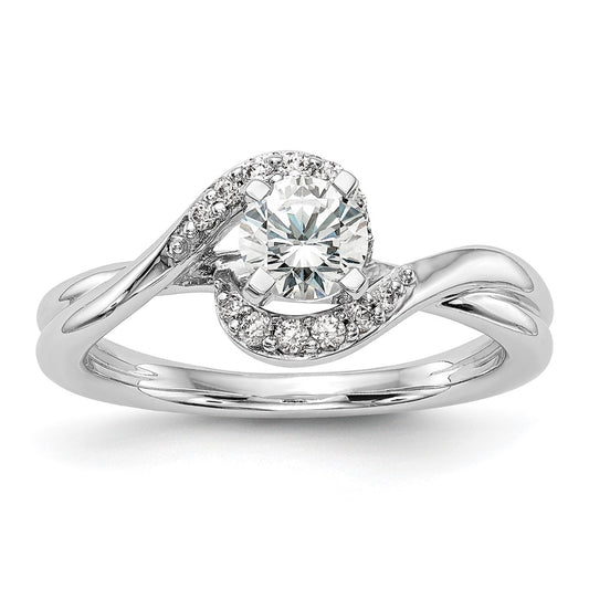Exclusive 14K White Gold By-Pass Engagement Ring, 1/10 Carat Diamond, Stylish Value