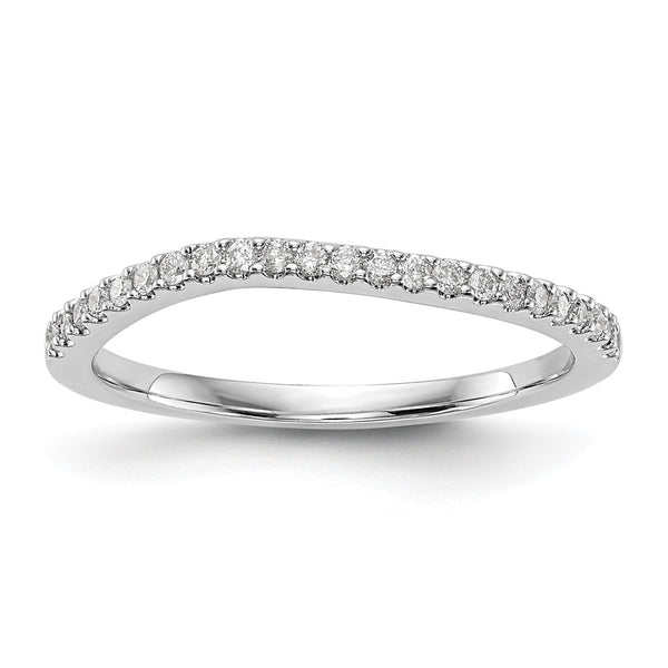 14K White Gold Contoured Wedding Band with 1/5 Carat Diamond