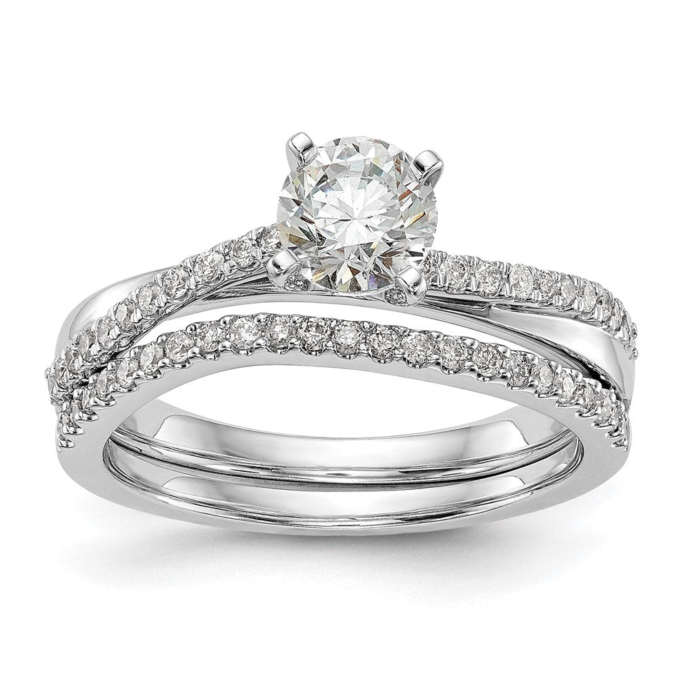 Buy Stylish 14K White Gold Bypass Engagement Ring & 1/8 Carat Diamond