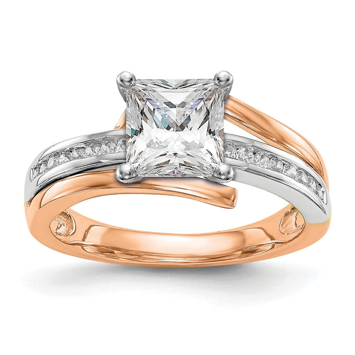 High-quality 14K White & Rose Gold Bypass Diamond Semi-Mount Ring, 1/6 CT-7