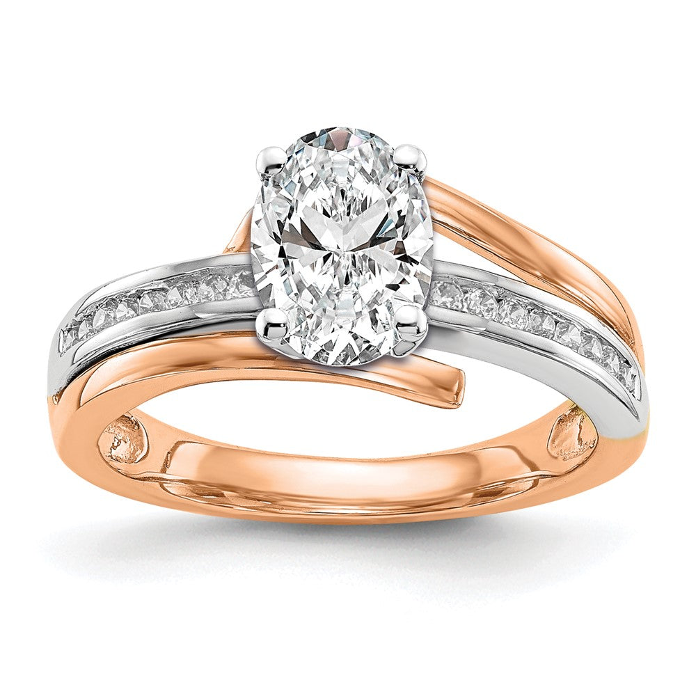 High-quality 14K White & Rose Gold Bypass Diamond Semi-Mount Ring, 1/6 CT