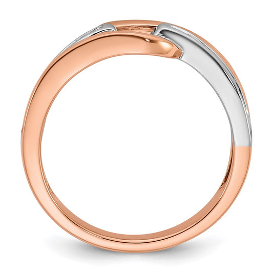 High-quality 14K White & Rose Gold Bypass Diamond Semi-Mount Ring, 1/6 CT