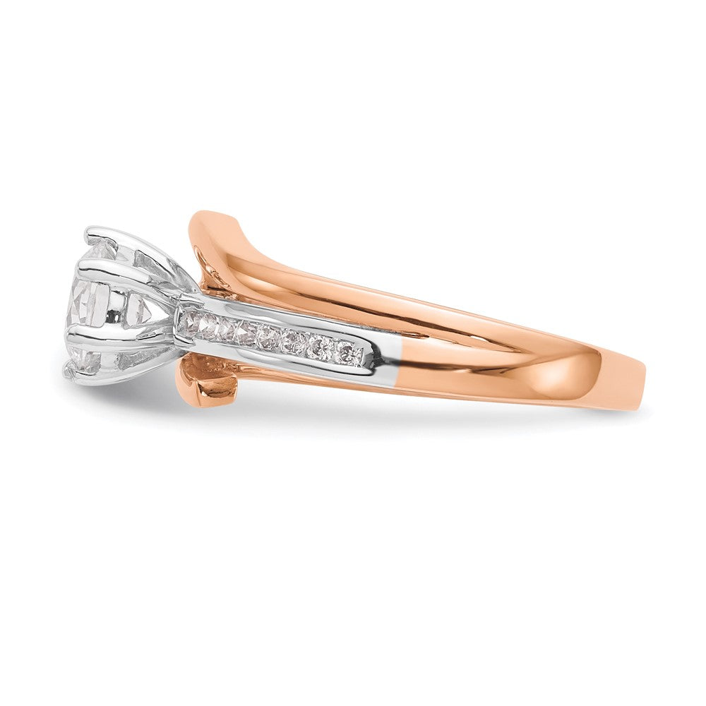High-quality 14K White & Rose Gold Bypass Diamond Semi-Mount Ring, 1/6 CT