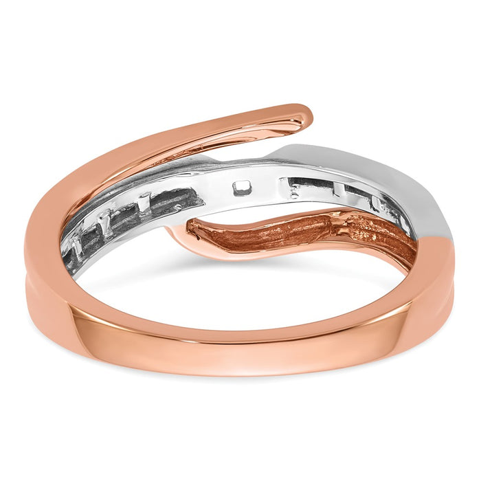 High-quality 14K White & Rose Gold Bypass Diamond Semi-Mount Ring, 1/6 CT-5