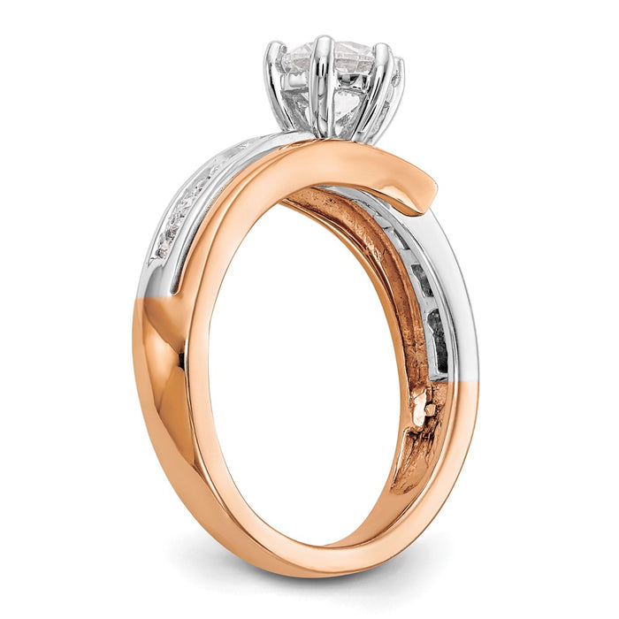 High-quality 14K White & Rose Gold Bypass Diamond Semi-Mount Ring, 1/6 CT-6