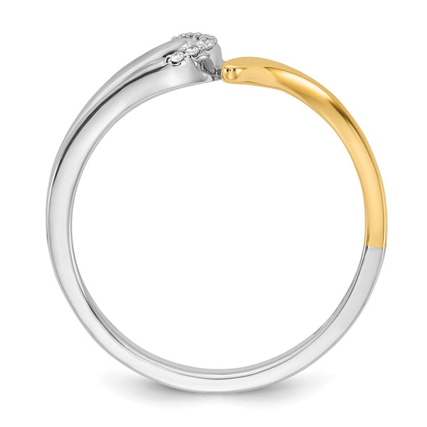 14K Two-Tone By-Pass Diamond Semi-Mount Ring, 0.02 Carat Accent