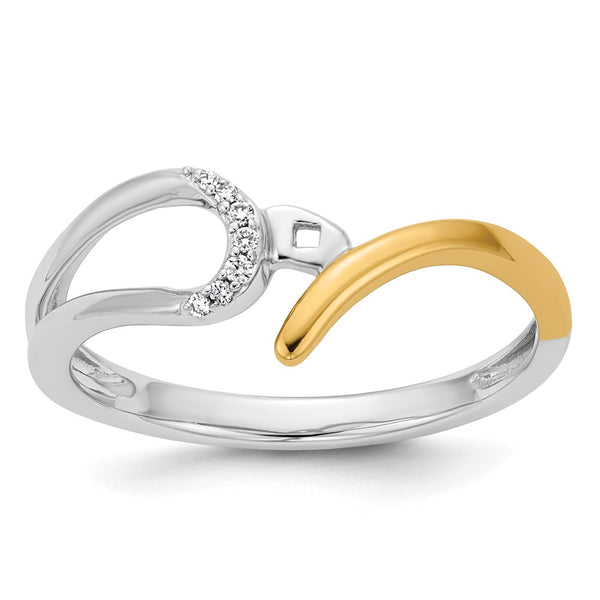 14K Two-Tone By-Pass Diamond Semi-Mount Ring, 0.02 Carat Accent