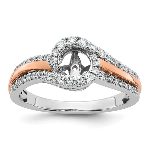 14K Two-Tone Bypass Diamond Engagement Ring - 3/8 Carat
