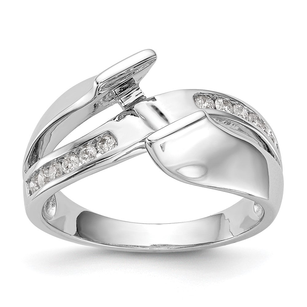 Buy Stylish 14K White Gold By-Pass Engagement Ring with 1/5 Carat Diamond