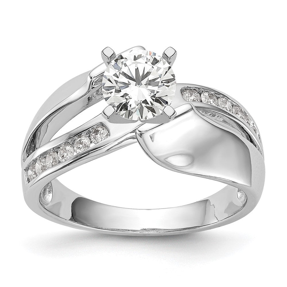 Buy Stylish 14K White Gold By-Pass Engagement Ring with 1/5 Carat Diamond