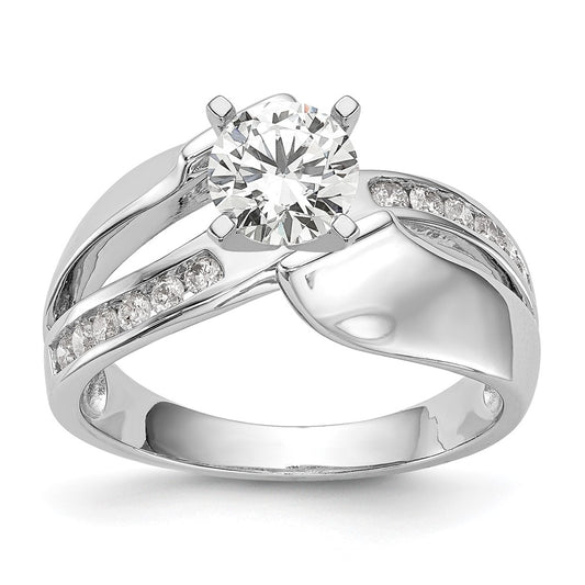 Buy Stylish 14K White Gold By-Pass Engagement Ring with 1/5 Carat Diamond