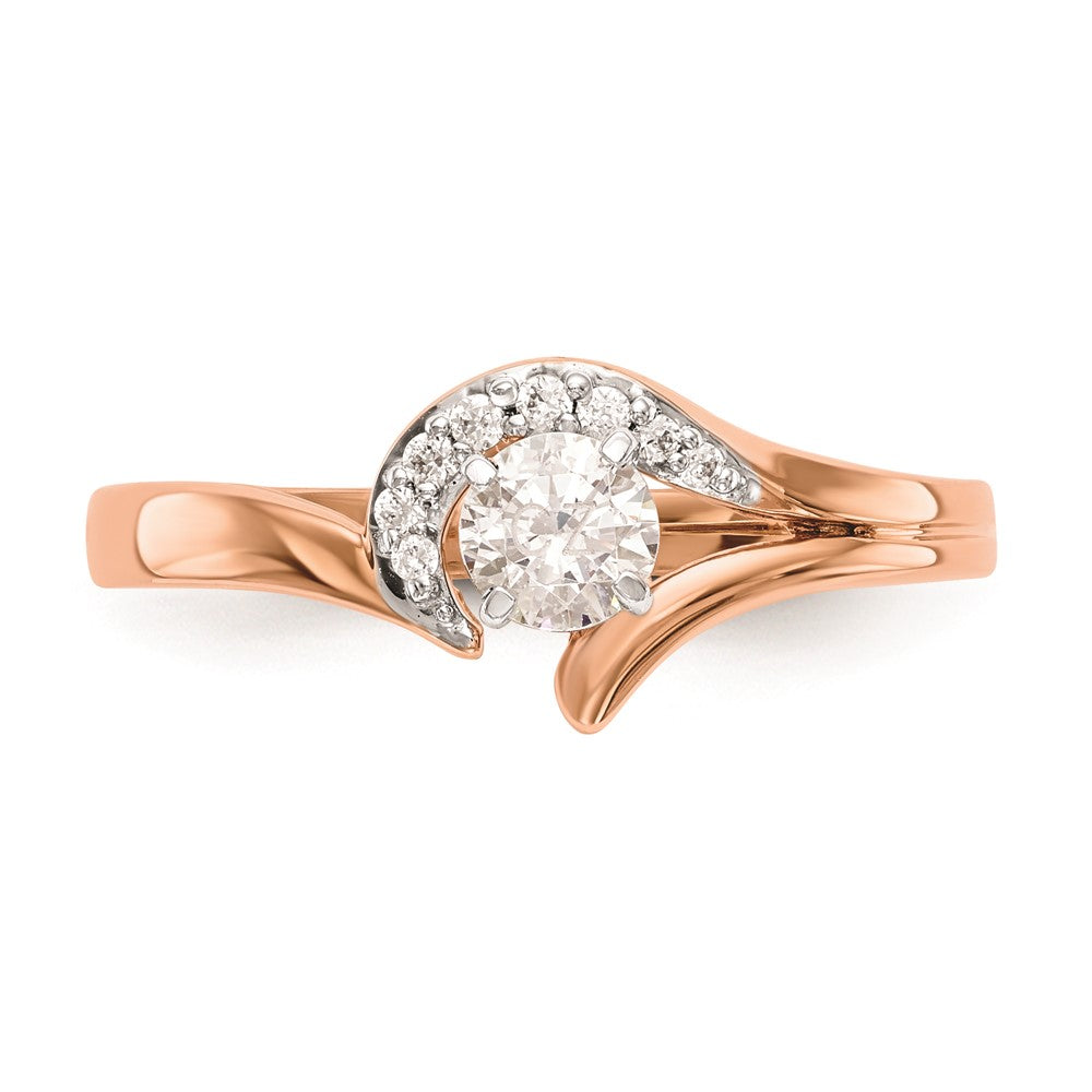 Buy Stylish 10K Rose Gold Bypass Engagement Ring with 1/20 Carat Diamond
