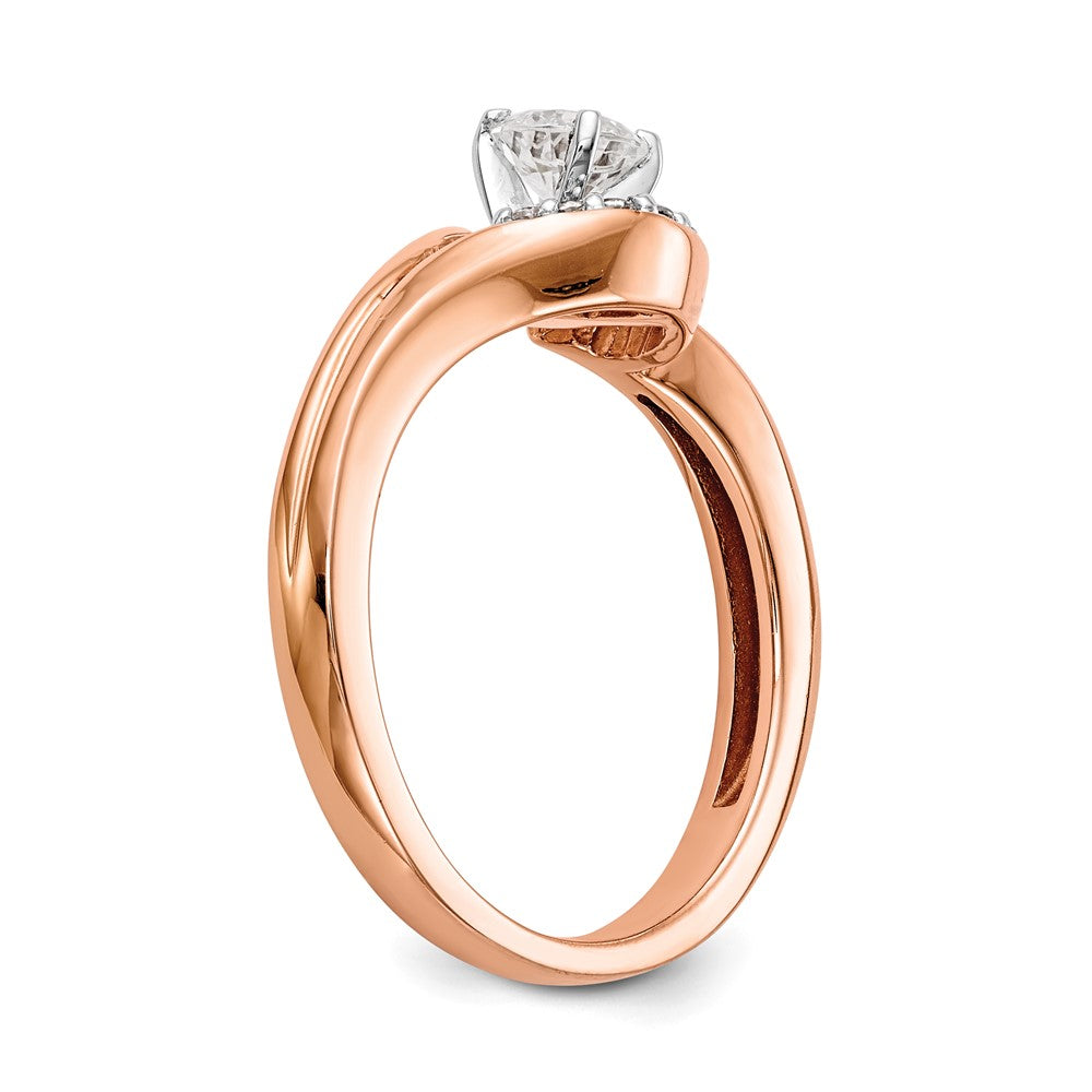 Exclusive 14K Rose Gold Bypass Engagement Ring with 1/20 Carat Diamonds