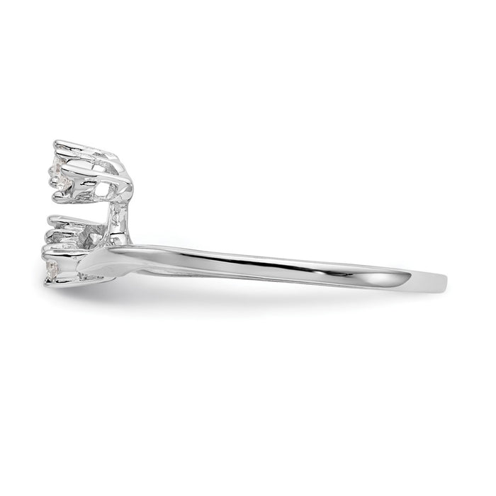 Buy 14K White Gold Contoured Wedding Band with 1/20 Carat Diamond Accents - Stylish!-3