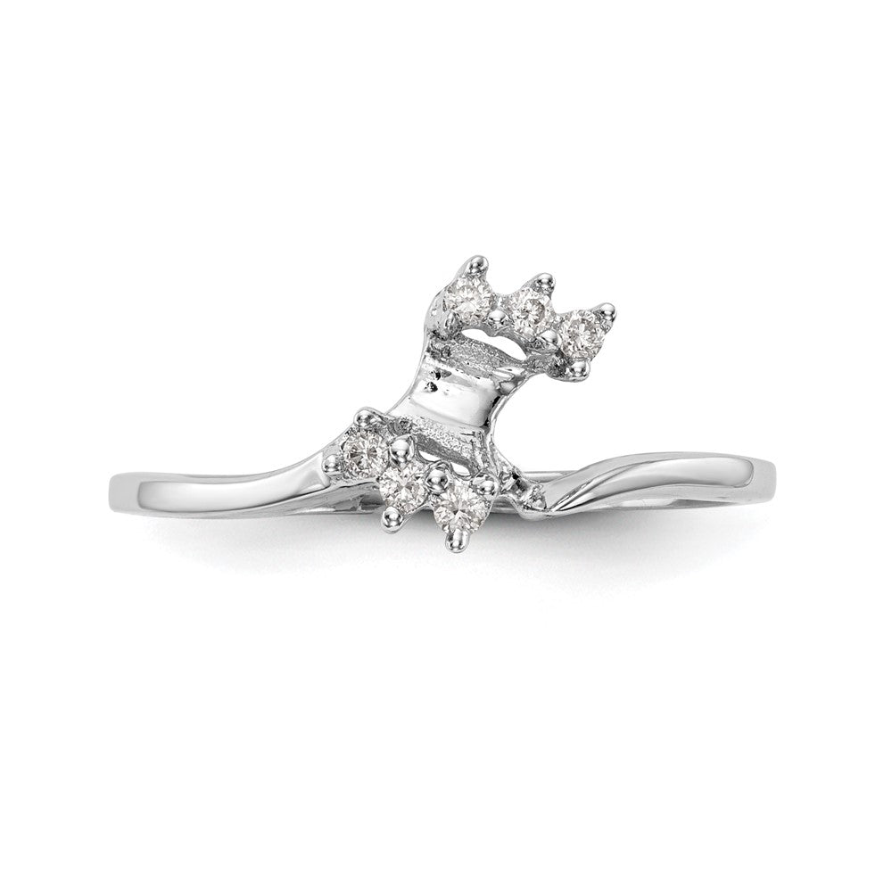 Buy 14K White Gold Contoured Wedding Band with 1/20 Carat Diamond Accents - Stylish!