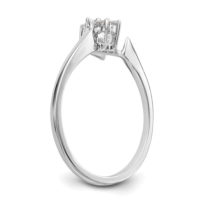 Buy 14K White Gold Contoured Wedding Band with 1/20 Carat Diamond Accents - Stylish!-6