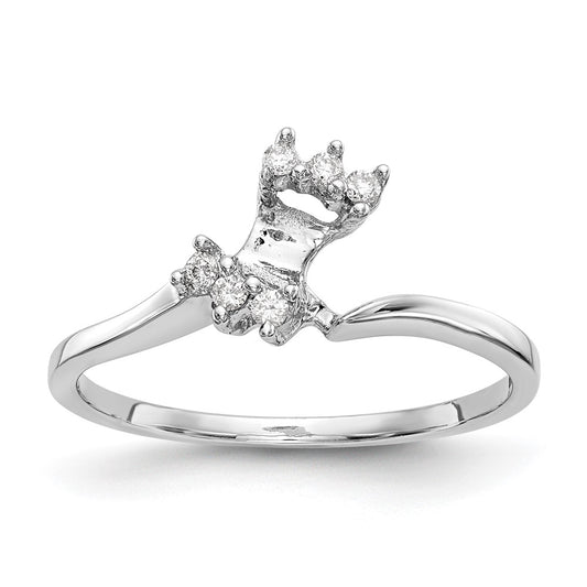 Buy 14K White Gold Contoured Wedding Band with 1/20 Carat Diamond Accents - Stylish!
