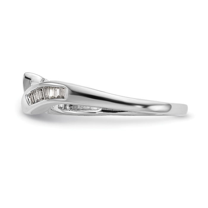 Buy Stylish 14K White Gold Bypass Engagement Ring with 1/8 Carat Diamonds-3