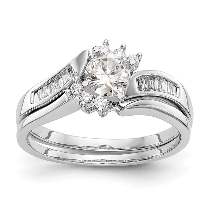 Buy Stylish 14K White Gold Bypass Engagement Ring with 1/8 Carat Diamonds-7