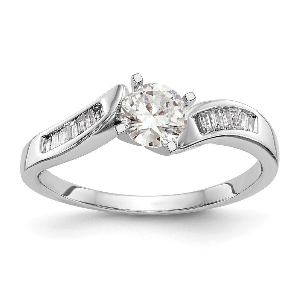Buy Stylish 14K White Gold Bypass Engagement Ring with 1/8 Carat Diamonds