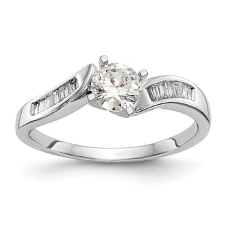 Buy Stylish 14K White Gold Bypass Engagement Ring with 1/8 Carat Diamonds