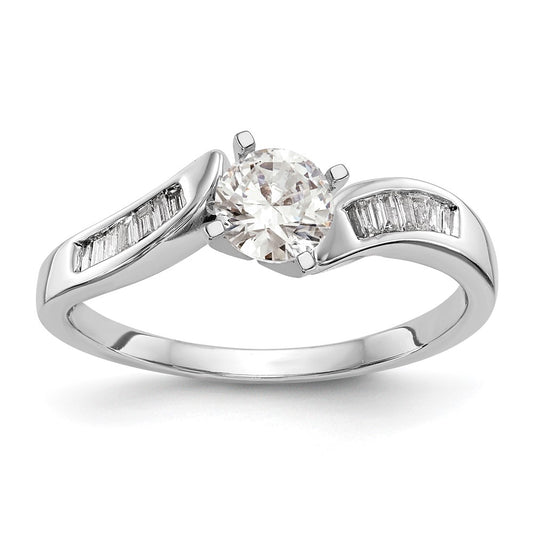 Buy Stylish 14K White Gold Bypass Engagement Ring with 1/8 Carat Diamonds