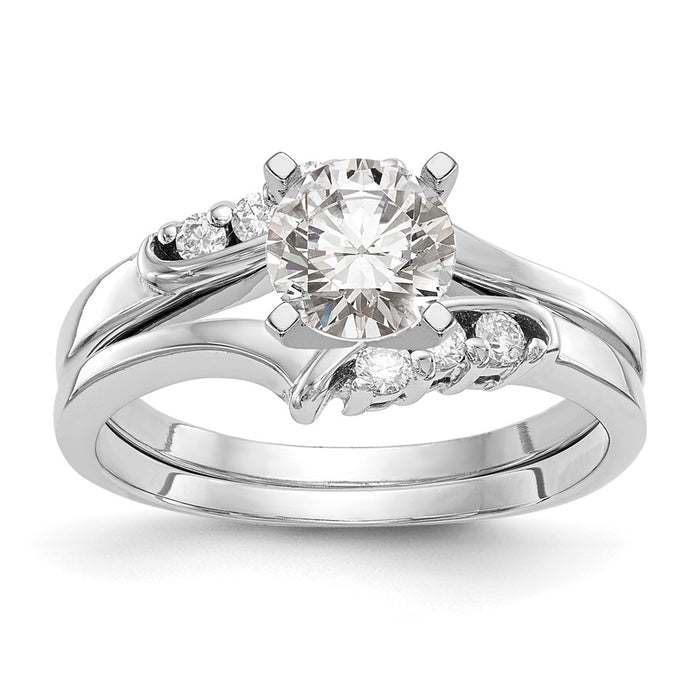 Buy Stylish 14K White Gold Bypass Engagement Ring with 1/20 Carat Diamond-7