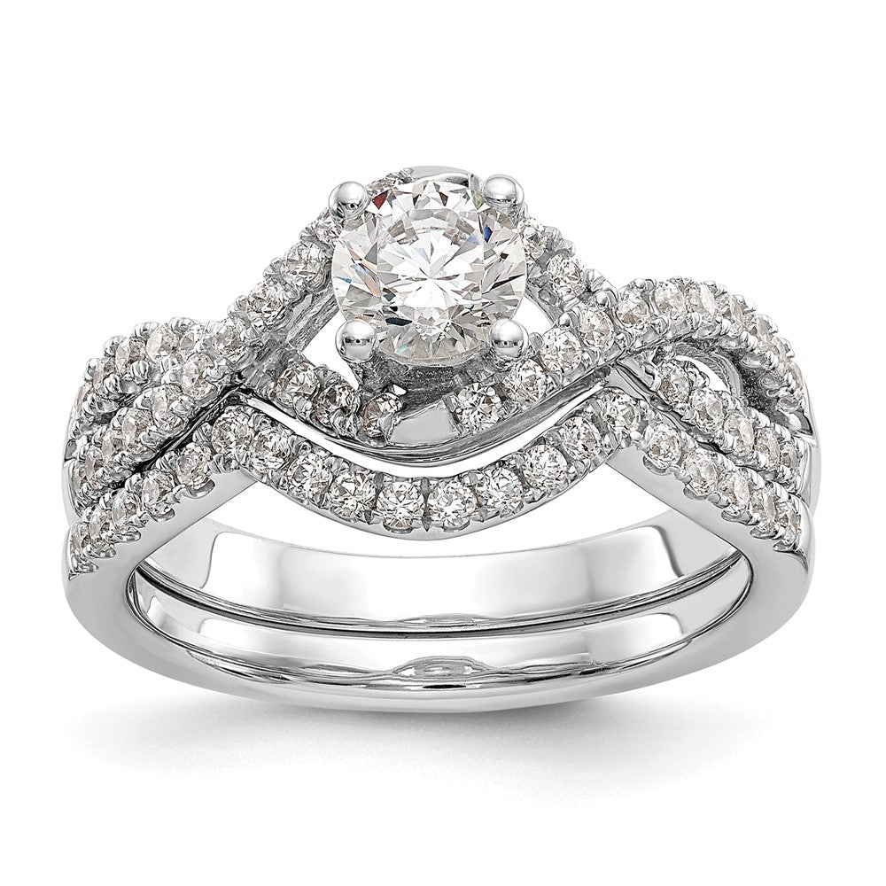Buy 14K White Gold Criss-Cross Engagement Ring, 1/2 Carat Center, Stylish Value!