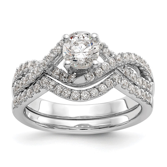 Buy 14K White Gold Criss-Cross Engagement Ring, 1/2 Carat Center, Stylish Value!-7