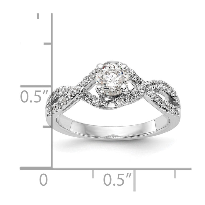 Buy 14K White Gold Criss-Cross Engagement Ring, 1/2 Carat Center, Stylish Value!-8