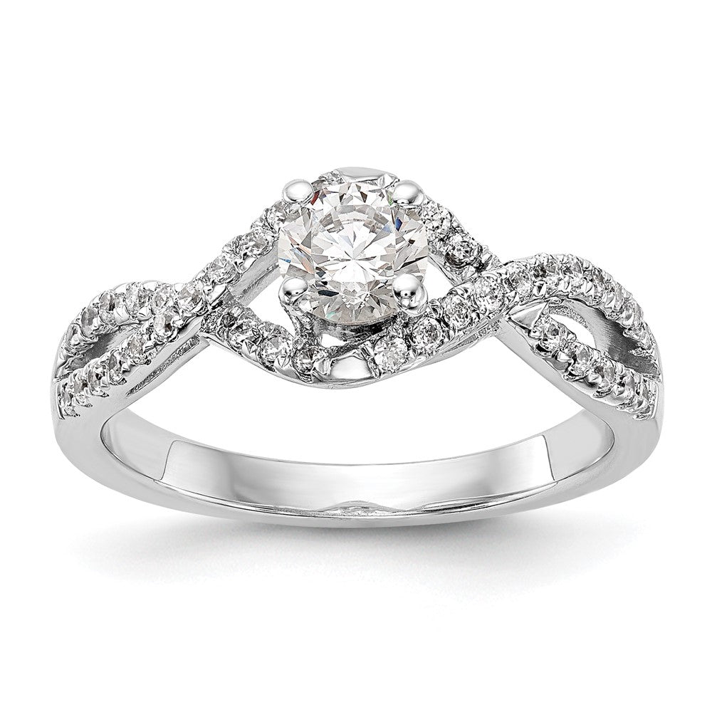 Buy 14K White Gold Criss-Cross Engagement Ring, 1/2 Carat Center, Stylish Value!
