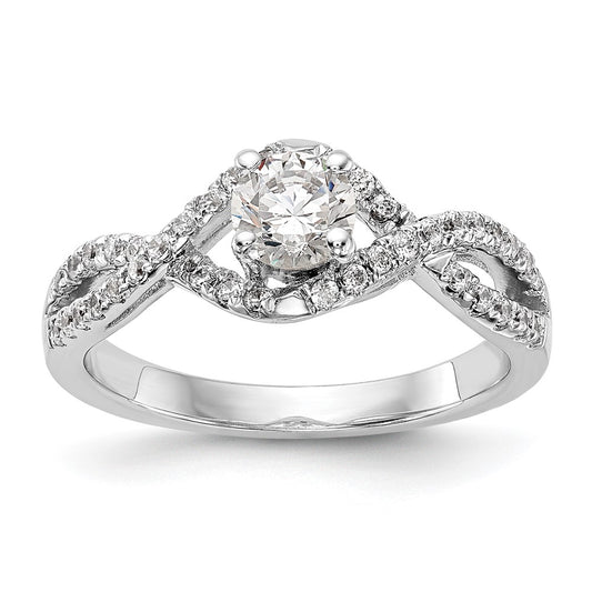 Buy 14K White Gold Criss-Cross Engagement Ring, 1/2 Carat Center, Stylish Value!