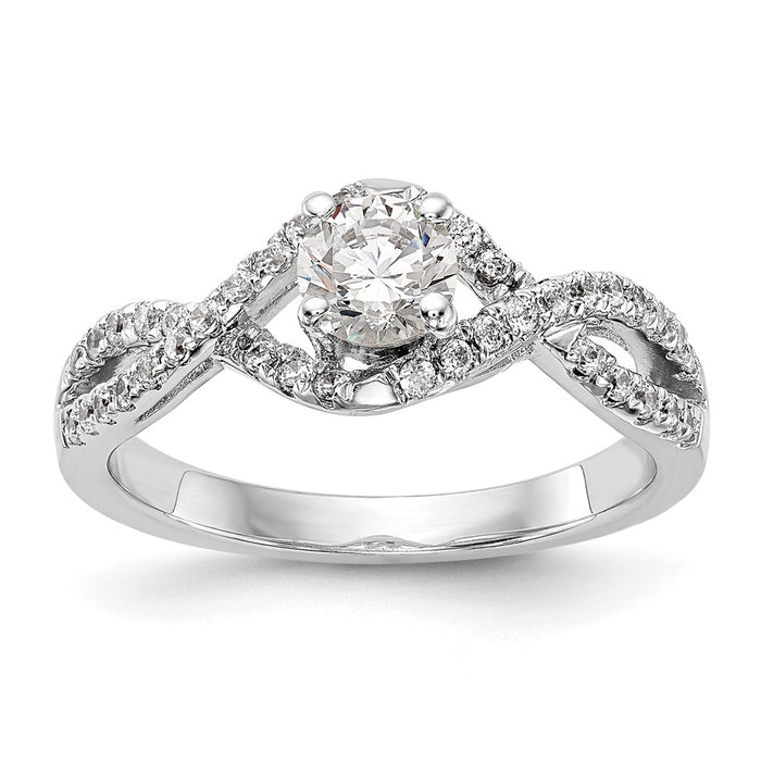Buy 14K White Gold Criss-Cross Engagement Ring, 1/2 Carat Center, Stylish Value!-1