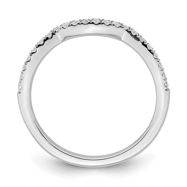 14K White Gold Contoured Wedding Band with 1/5 Carat Diamonds