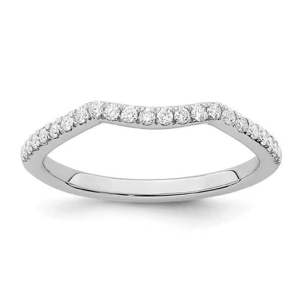 14K White Gold Contoured Wedding Band with 1/5 Carat Diamonds