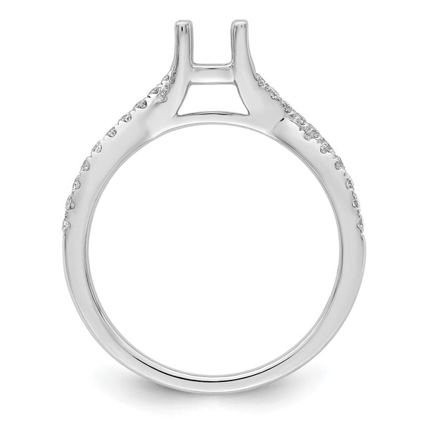 14K White Gold Criss-Cross Engagement Ring, 1/2 Carat Center 1/3 Carat Accents