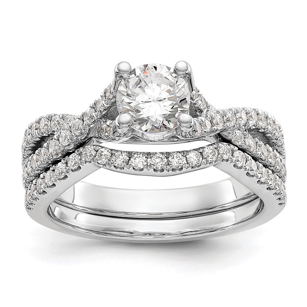 Buy Stylish 14K White Gold Criss-Cross Semi-Mount Ring, 3/4 Carat Center
