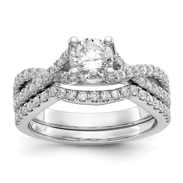 Buy Stylish 14K White Gold Criss-Cross Semi-Mount Ring, 3/4 Carat Center-7