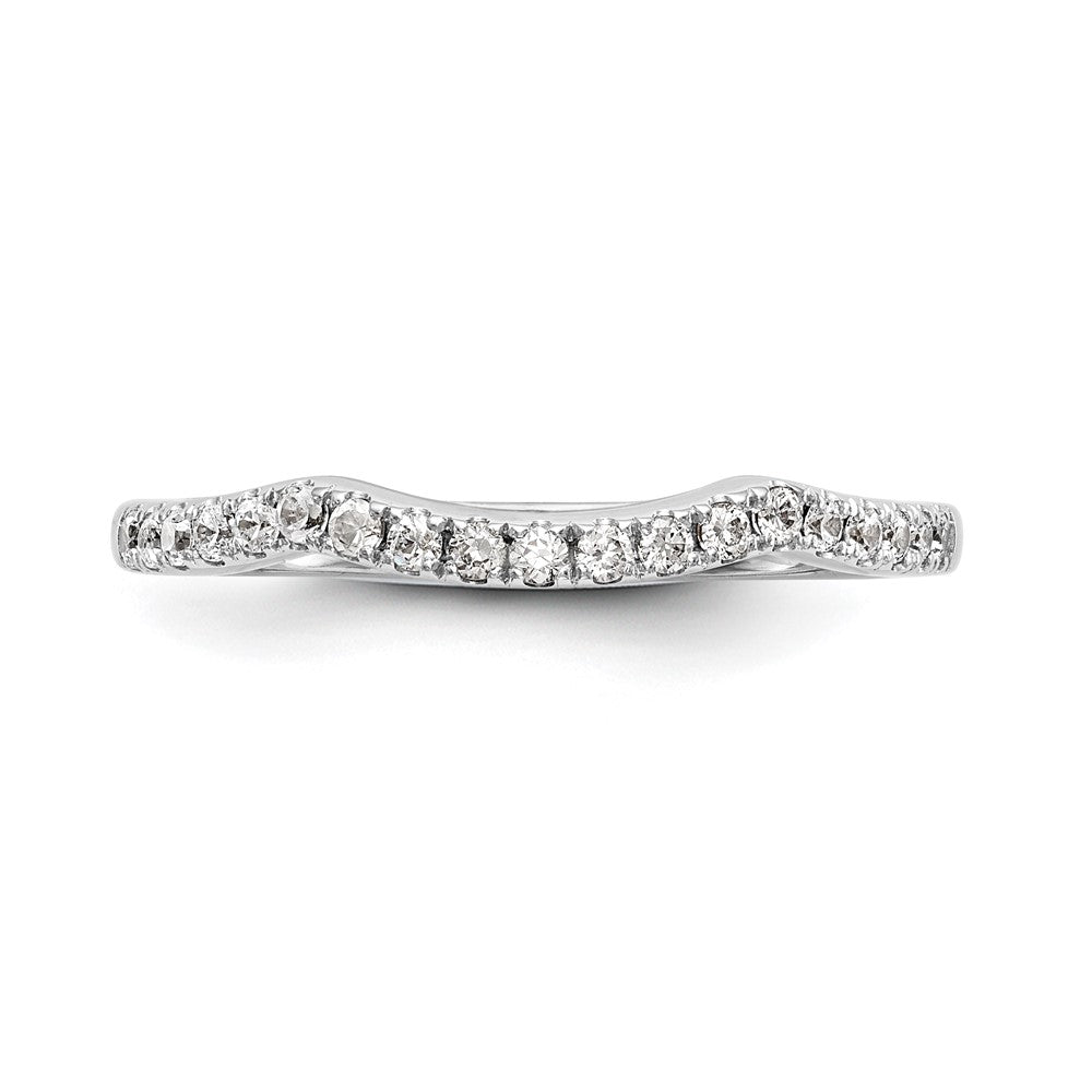Buy Designer 14K White Gold 1/4 Carat Diamond Contoured Wedding Band - Luxury Style