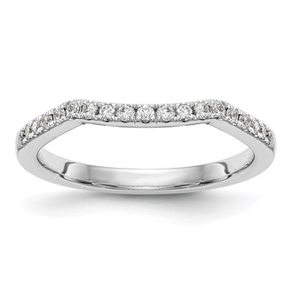 Buy Designer 14K White Gold 1/4 Carat Diamond Contoured Wedding Band - Luxury Style