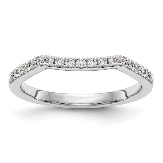Buy Designer 14K White Gold 1/4 Carat Diamond Contoured Wedding Band - Luxury Style